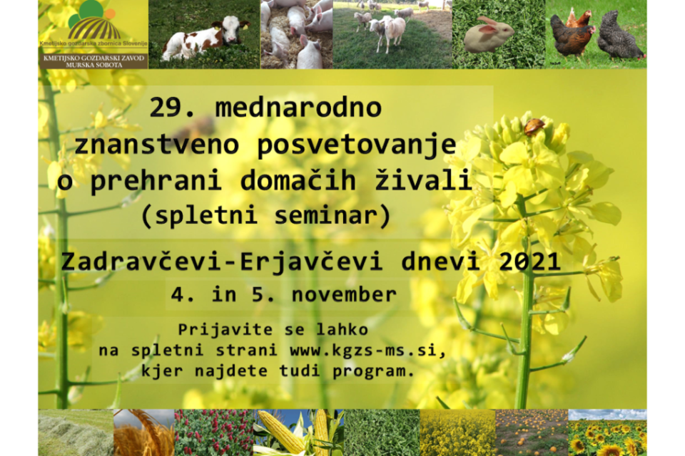 29. mednarodno znanstveno posvetovanje o prehrani domačih živali, ZED 2021, spletni seminar, 4. in 5. november