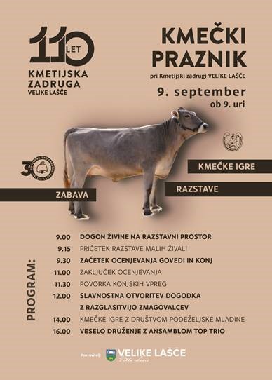Kmečki praznik in razstava govedi v Velikih Laščah, sobota 9. september 2023